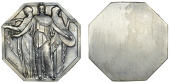 SPAIN, Tres mujeres vestidas [Three Robed Females], c. 1930, a uniface Art Déco plated bronze plaque by F. Marès,...