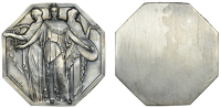 SPAIN, Tres mujeres vestidas [Three Robed Females], c. 1930, a uniface Art Déco plated bronze plaque by F. Marès,...