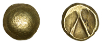 British Iron Age, DUROTRIGES, Early irregular issues, gold Quarter-Stater, Dorchester Y-type, plain hemisphere with...