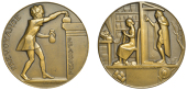 FRANCE, Prévoyance-Épargne [The Foresight to Save], 1939, an Art Déco bronze medal by A.-A. Herbemont, girl...