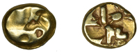 British Iron Age, ATREBATES and REGNI, Early Uninscribed issues, gold Quarter-Stater, Sills Insular/Phallic...
