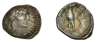 British Iron Age, ATREBATES and REGNI, Tincomarus, silver Unit, Eagle type, laureate head right, tincom-b around,...