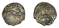 British Iron Age, DOBUNNI, Anted, silver Unit, degraded profile, rev. triple-tailed annulate horse left, ted above,...