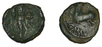 British Iron Age, CATUVELLAUNI, Cunobelin (AD 8 - 41), bronze Unit, Pegasus flying left, camv below, rev. Victory...
