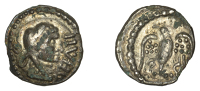 British Iron Age, ATREBATES and REGNI, Epaticcus, plated silver Unit, head of Hercules right wearing lion-skin,...