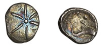 British Iron Age, ATREBATES AND REGNI, Tincomarus, silver Unit, Comet type, six arms radiating from central pellet,...