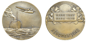 FRANCE, Aeromaritime, 1938, an Art Déco bronze medal by E.-C. Fraisse and H.-A.-A. Dubois, liner steaming into a...