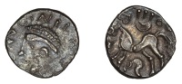 British Iron Age, ATREBATES and REGNI, Tincomarus (25 BC - AD 10), silver Unit, diademed head left, tincom[arvs]...