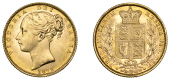 Victoria (1837-1901), Sovereign, 1872, shield rev., die no. 100 (Hill 47; S 3853B). Lustrous, mint state [Graded by...