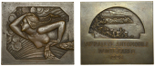 MONACO, VIIe Rallye Automobile, Monte-Carlo, 1928, an Art Déco bronze plaque by É.-C. Fraisse, upper part of a...