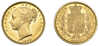 Australia, Victoria, Sovereign, 1885s, shield rev., Sydney (Hill 81; S 3855B). Lustrous, good extremely fine [Graded...
