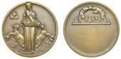 FRANCE, Flore et ses chèvres [Flora and her Goats], c. 1935, an Art Déco bronze award medal by J.-É.-L. de...