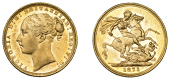 Victoria (1837-1901), Sovereign, 1871, St. George rev., small bp (M 84; S 3856A). Light bagmarks, otherwise...