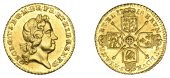 George I (1714-1727), Quarter-Guinea, 1718, bust right, rev. crowned cruciform shields (EGC 550; MCE 277; S 3638)....