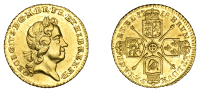 George I (1714-1727), Quarter-Guinea, 1718, bust right, rev. crowned cruciform shields (EGC 550; MCE 277; S 3638)....