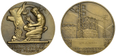 FRANCE, Union Syndicale de l'Industrie du Gaz en France, 1928, an Art Déco bronze award medal for 20 Années de...