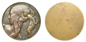 FRANCE, Conseils de l’Amour [Love Advice], 1928, a uniface Art Déco bronze medal by M. Delannoy, young woman to...