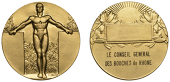 FRANCE, Athlète [Athlete], 1930, an Art Déco gilt-bronze award medal by É.-C. Fraisse and H.-A.-A. Dubois for Le...