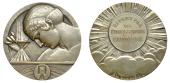 FRANCE, Photographié, c. 1930, an Art Déco bronze medal by M. Grün for Les Établissements Crumière, female to...
