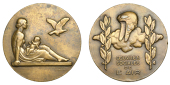FRANCE, Oeuvres Sociales de l’Air [Air Social Works], 1936, an Art Déco bronze medal by G. Guiraud, female seated...