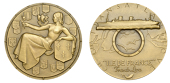 FRANCE, Compagnie Générale Transatlantique, Lancement de restauré SS Ile de France, 1949, a bronze medal by M.-F....