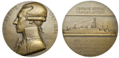 FRANCE, Compagnie Generale Transatlantique, Lancement de SS Lafayette, 1930, a bronze medal by M. Delannoy, bust of...