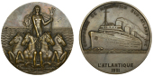 FRANCE, Compagnie de Navigation Sud-Atlantique, Lancement de SS L’Atlantique, 1931, an Art Déco bronze medal by...