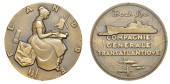 FRANCE, Compagnie Générale Transatlantique, Lancement de SS Flandre, 1952, a bronze medal by M.-F. Renard, robed...