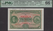 Banco Nacional Ultramarino, Angola, printers archival specimen 1 Escudo, 1 January 1921, serial number range 1600001...