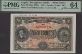 Banco Nacional Ultramarino, Angola, printers archival specimen 5 Escudos, 1 January 1921, serial number range 240001...