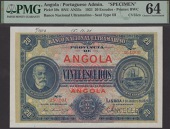 Banco Nacional Ultramarino, Angola, printers archival specimen 20 Escudos, 1 January 1921, serial number range...
