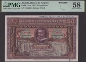 Banco de Angola, proof 50 Angolares, 1 June 1927, red serial number IE00000, with a different colour underprint to...