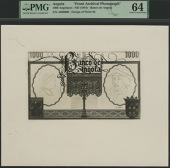 Banco de Angola, De La Rue archival photographs showing partial early designs for the obverse and reverse of 1000...