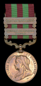 India General Service 1895-1902, 2 clasps, Punjab Frontier 1897-98, Malakand 1897, bronze issue (1421 Muleteer Kala...