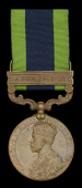 India General Service 1908-35, 1 clasp, Abor 1911-12 (562 Cooly Kalu Jamang No. 1 Gurkhali Carrier Corps) small...