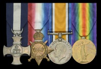 The extremely rare Russia 1919 operations D.S.C. group of four awarded to Gunner C. W. Clarke, Royal Navy, who was...