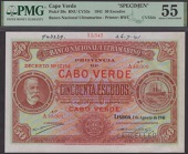 Banco Nacional Ultramarino, Cape Verde, printers archival specimen 50 Escudos (2), 1 August 1941, serial number...