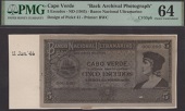 Banco Nacional Ultramarino, Cape Verde, obverse and reverse archival photographs showing designs for 5 Escudos, 16...