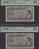 Banco Nacional Ultramarino, Cape Verde, printers archival specimens for 5 Escudos (2), 16 November 1945, serial...