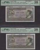 Banco Nacional Ultramarino, Cape Verde, printers archival specimens for 5 Escudos (3), 16 November 1945, serial...