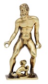 A late 19th - early 20th century silver gilt figure, possibly Odyseus and his dog Argo, height 35mm. 	 £100-£150
