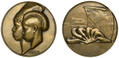 FRANCE, Exposition Coloniale Internationale, Paris, 1931 [executed 1930], Guinée, an Art Déco bronze medal by...
