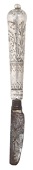 A late 17th century silver cannon-handled knife, the silver handle with engraved decoration, with marks to the steel...