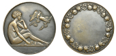 FRANCE, Jeune femme aux colombes [Young Woman with Doves], c. 1925, an Art Déco bronze award medal by C.-L.-L....