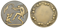 FRANCE, Danseuse au Faune [Dancer with Faun], 1924, an Art Déco bronze award medal by C.-L.-L. Mascaux for...