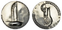 U.S.A., 25th Anniversary of General Motors, Detroit, 1933, an Art Déco plated bronze medal by N. Bel Geddes and...