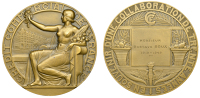 FRANCE, Crédit Commercial de France, c. 1935, an Art Déco bronze 30 Years Service award medal by L.-G. Bazor,...