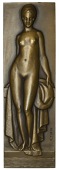 FRANCE, Baigneuse [Bather], 1927, a uniface Art Déco bronze plaque by P. Turin for Canale, naked female Venus...