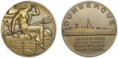 FRANCE, Lancement du croiseur Dunkerque [Launch of the Battleship Dunkerque], 1935, an Art Déco bronze medal by P....