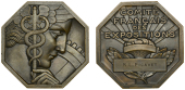 FRANCE, 50e anniversaire de la Comité Français des Expositions, 1935, an octagonal Art Déco bronze award plaque...